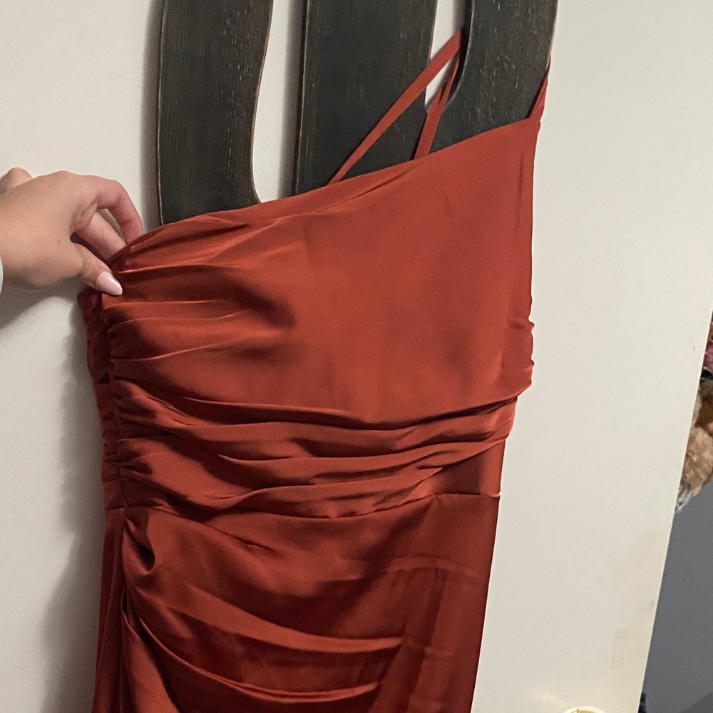 Azazie One Shoulder Rust Dress